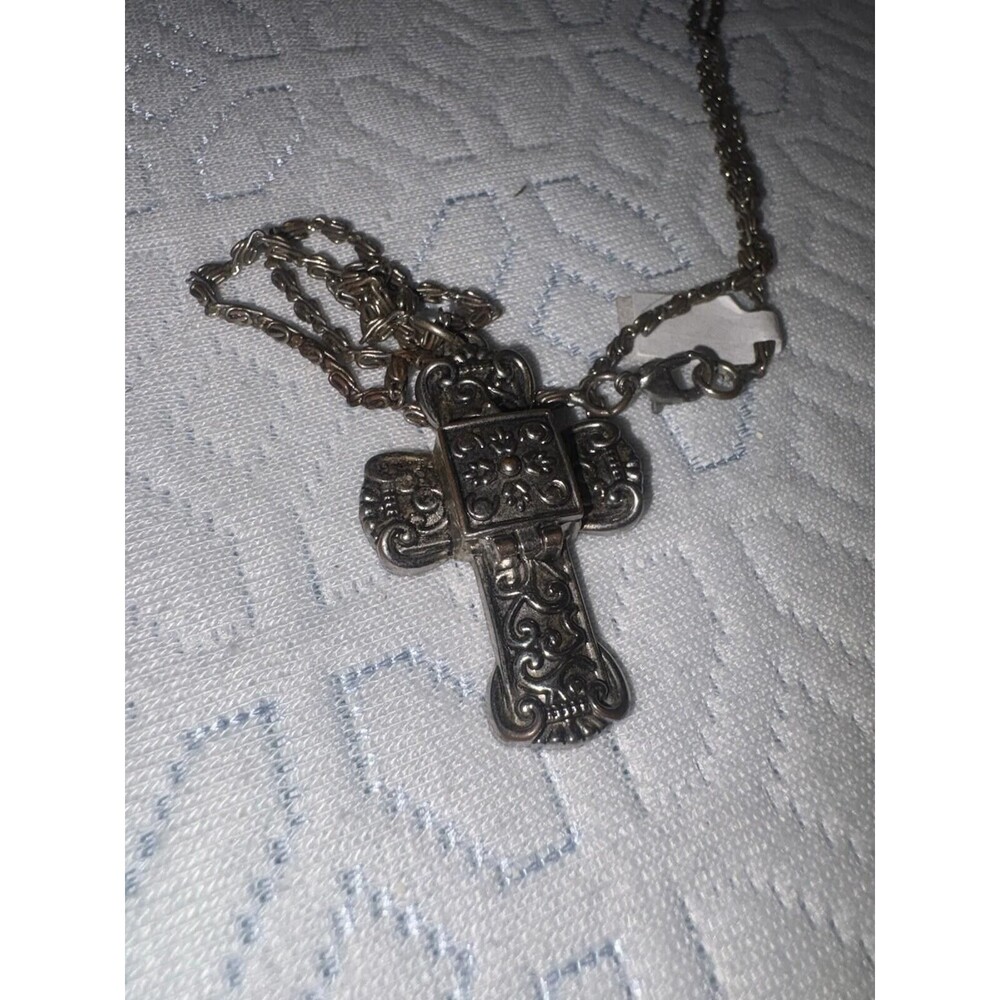 Brighton Venezia Plated Praybox Cross Necklace